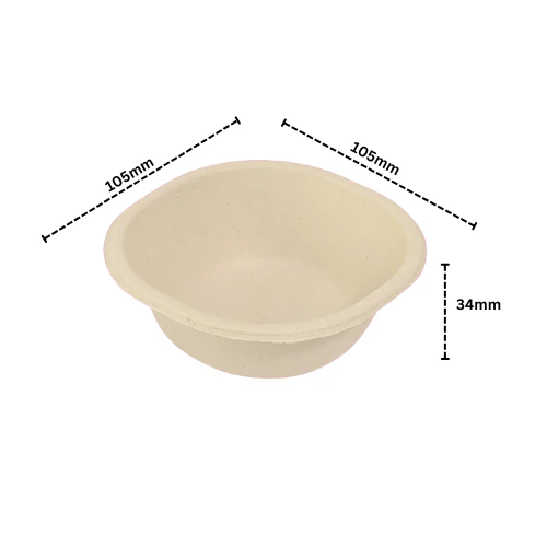 Biodegradable Bagasse Round Disposable Bowl 180Ml - Image 2