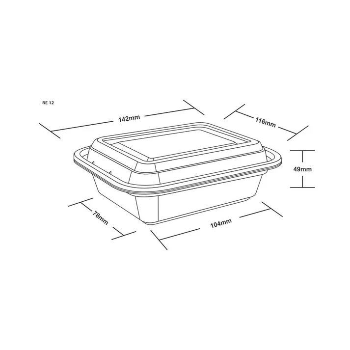 Rectangular Container Premium Series RE 12 With LID 360ML - Image 2