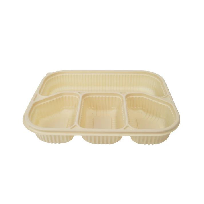 4 Compartment Cornstarch Meal Box Tray With Lid - Image 3