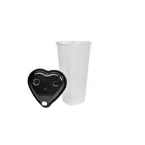 Transparent Heart 350ML Sipper Glass with Lids