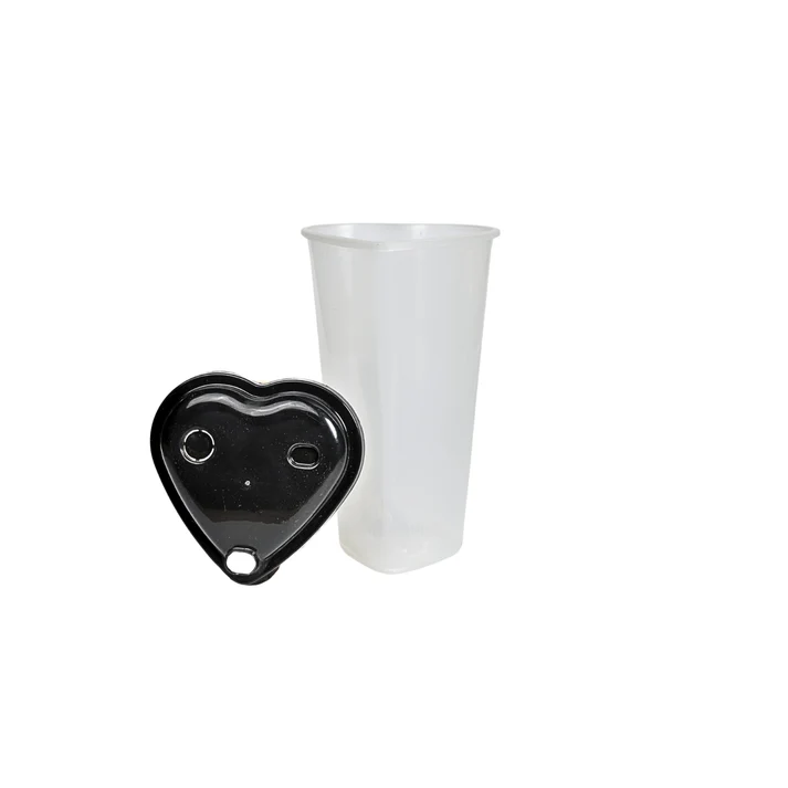 Transparent Heart 350ML Sipper Glass with Lids