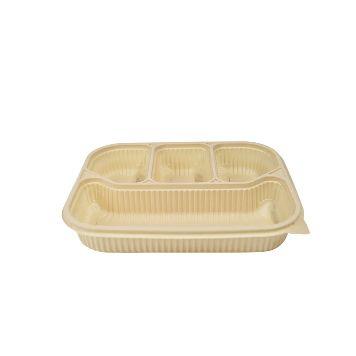 4 Compartment Cornstarch Meal Box Tray With Lid - Image 5