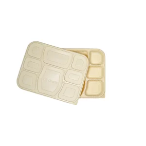 8 Compartment Cornstarch Meal Box Tray With Lid