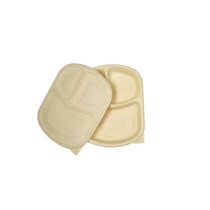 3 Compartment Cornstarch Meal Box Tray With Lid
