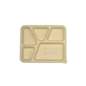 5 Compartment Cornstarch Meal Box Tray With Lid