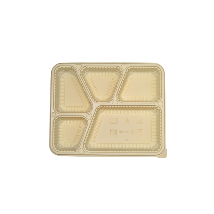5 Compartment Cornstarch Meal Box Tray With Lid