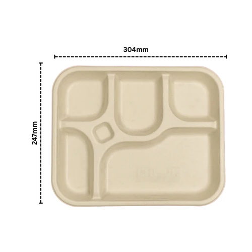 Biodegradable Bagasse Disposable 5 CP Serving Plate - Image 2
