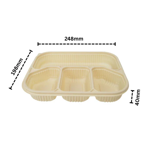 4 Compartment Cornstarch Meal Box Tray With Lid - Image 2
