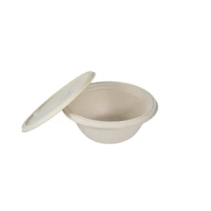 Biodegradable Bagasse Takeaway Round Container With LID 500Ml