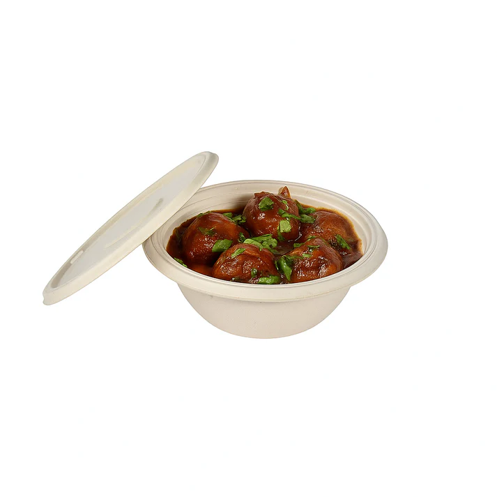 Biodegradable Bagasse Takeaway Round Container With LID 500Ml - Image 3