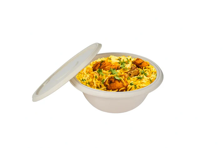 Biodegradable Bagasse Takeaway Round Container With LID 1000Ml - Image 3