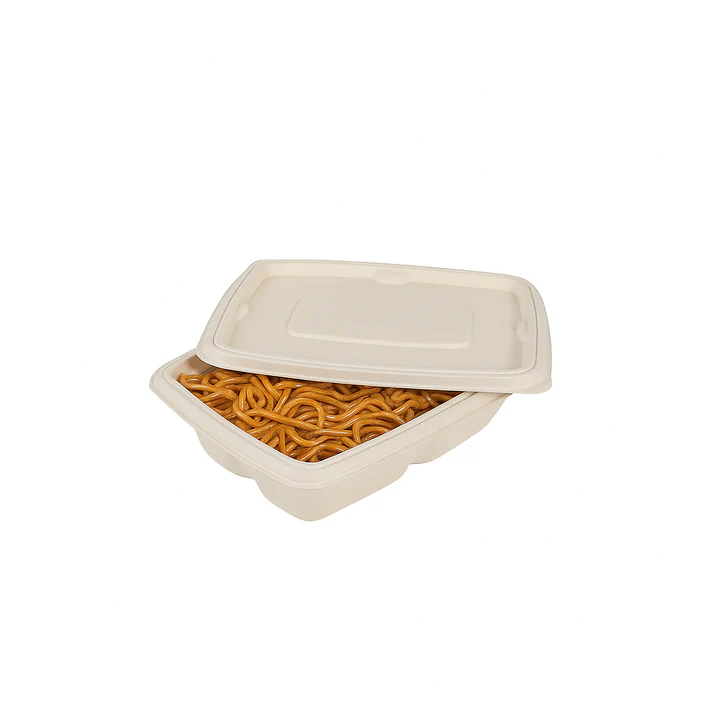 Biodegradable Bagasse Takeaway Rectangular Container With LID 1000Ml - Image 3