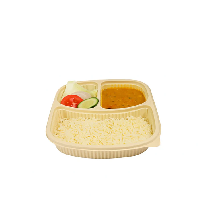 3 Compartment Cornstarch Meal Box Tray With Lid - Image 3