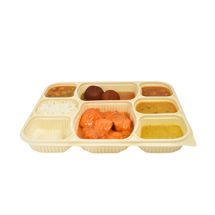 8 Compartment Cornstarch Meal Box Tray With Lid - Image 3