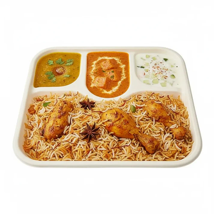 Biodegradable Bagasse Disposable 4 CP Plat - Image 3