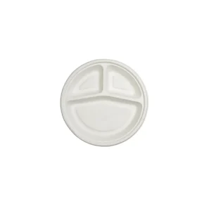 Bagasse Round Disposable 3 CP Plate 10 inch