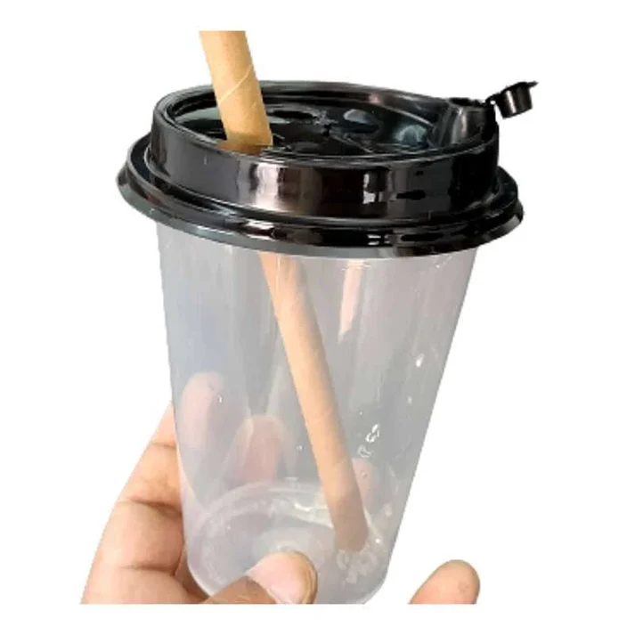Transparent Round 250ML Sipper Glass with Lids - Image 2